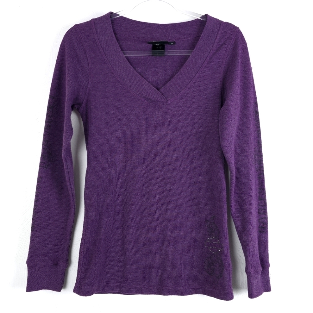 Harley Davidson Purple Rhinestone thermal V neck size Medium